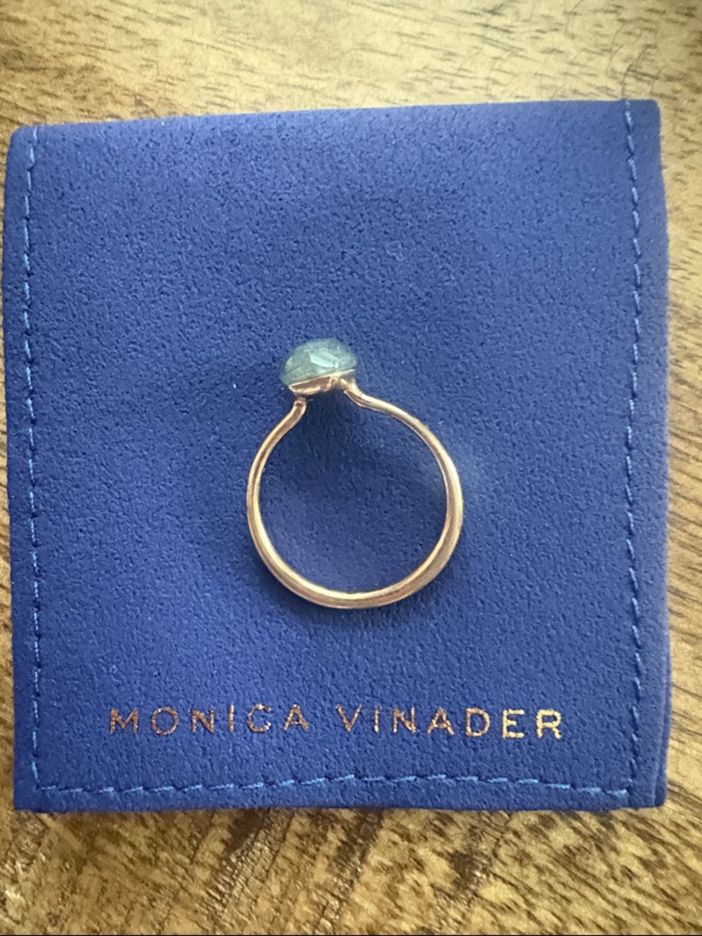 MONICA VINADER Gold Ring with Blue Raw Gem - Picture 3 of 5